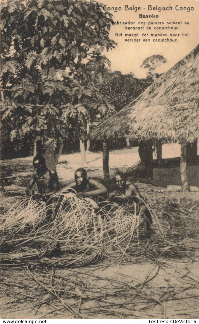 CONGO - Basoko - Fabrication Des Paniers Servant Au Transport Du Caoutchouc - Carte Postale Ancienne - Congo Belga