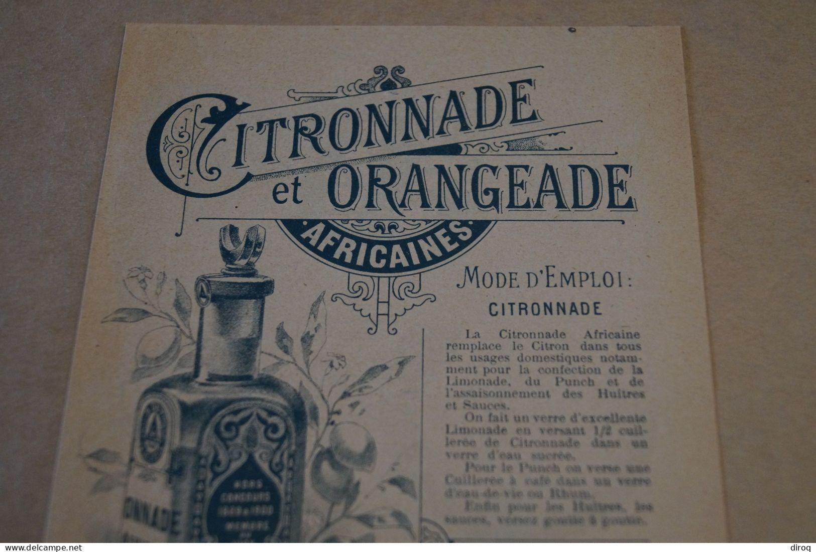 RARE,ancienne Affiche Publicitaire Citronnade Et Orangeade Africaines, 220 Mm/135 Mm. - Posters