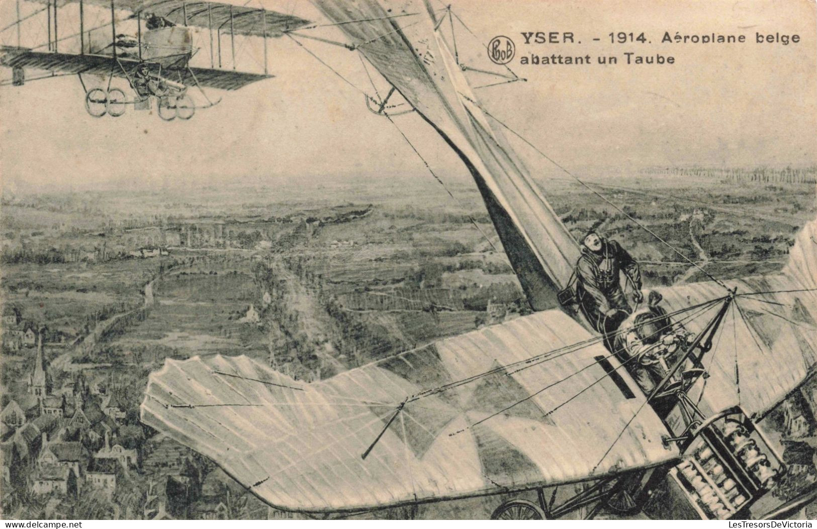 MILITARIA - Yser 1914 - Aéroplane Belge Abattant Un Taube - Carte Postale Ancienne - Weltkrieg 1914-18