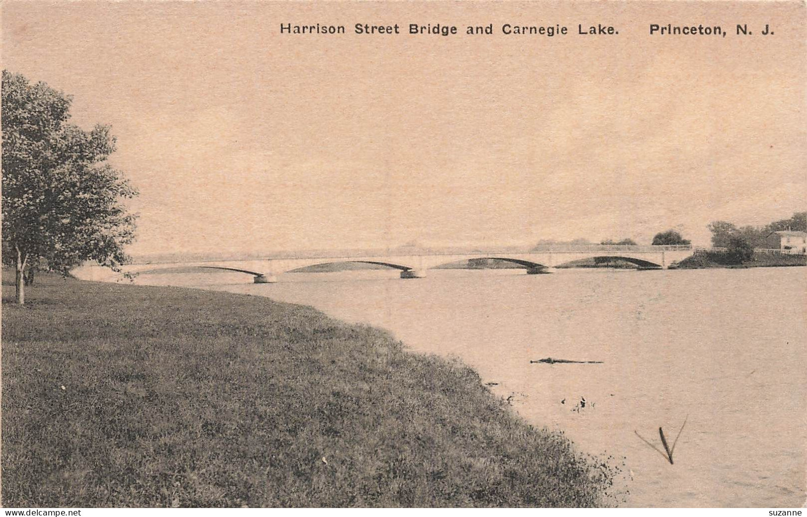 Harrison Street Bridge And Carnegie Lake - Princeton N.J. - Published By Hinkson - Autres & Non Classés