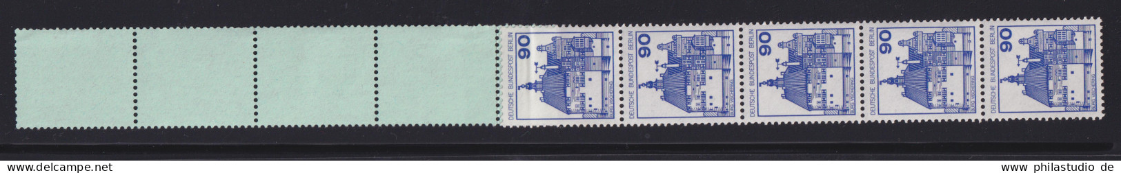 Berlin 588 RE 5+4 Blautürkis Burgen+Schlösser 90 Pf Postfrisch Neue Fluoreszenz - Rollenmarken