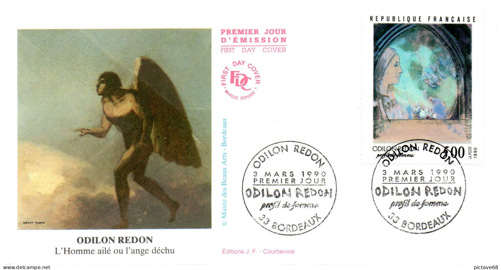 FRANCE  /  ENVELOPPE FDC ODILON REDON 1990   N°2635 - 1990-1999