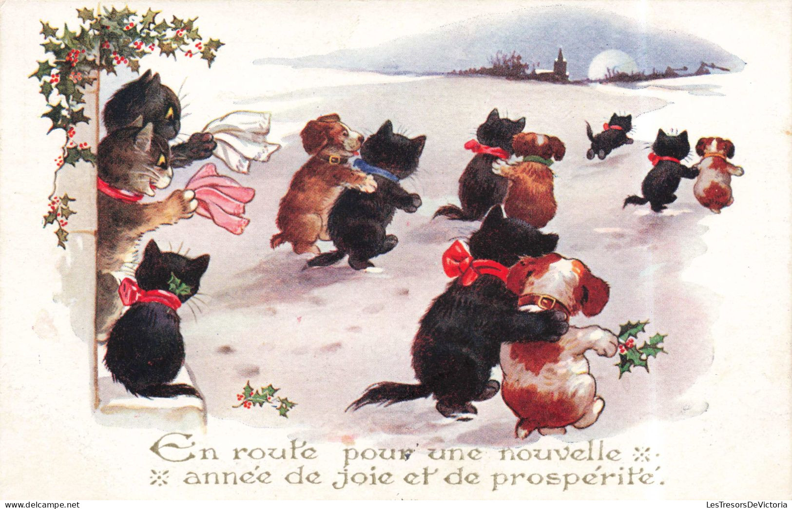 FANTAISIES - Animaux  - Chats Et Chiens - Colorisé - Carte Postale Ancienne - Animali Abbigliati