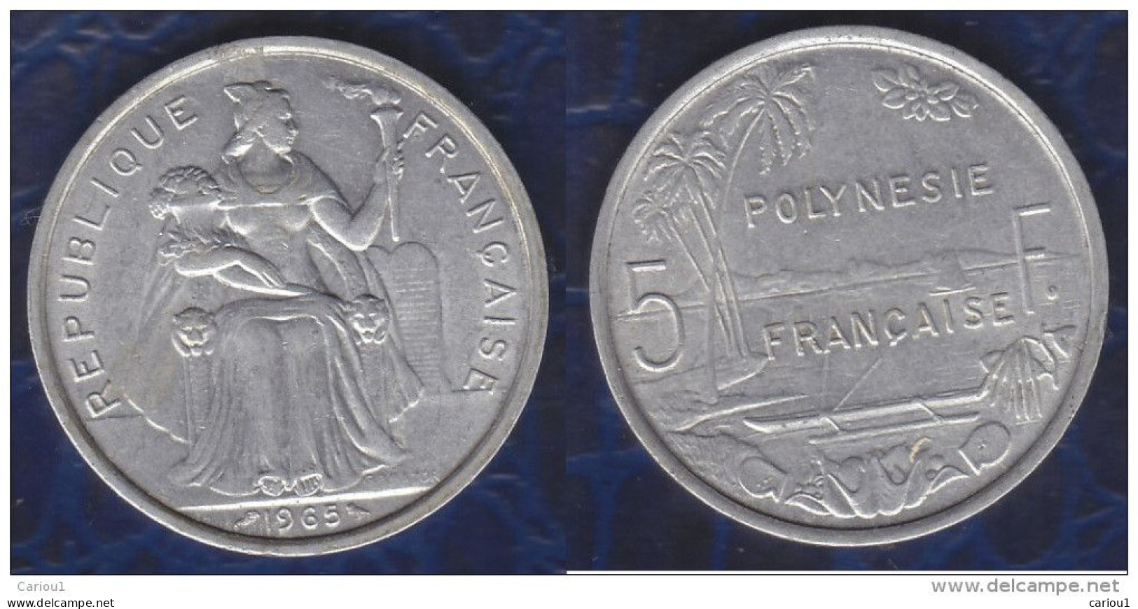 C1  POLYNESIE Francaise 5 FRANCS Alu 1965 - Französisch-Polynesien