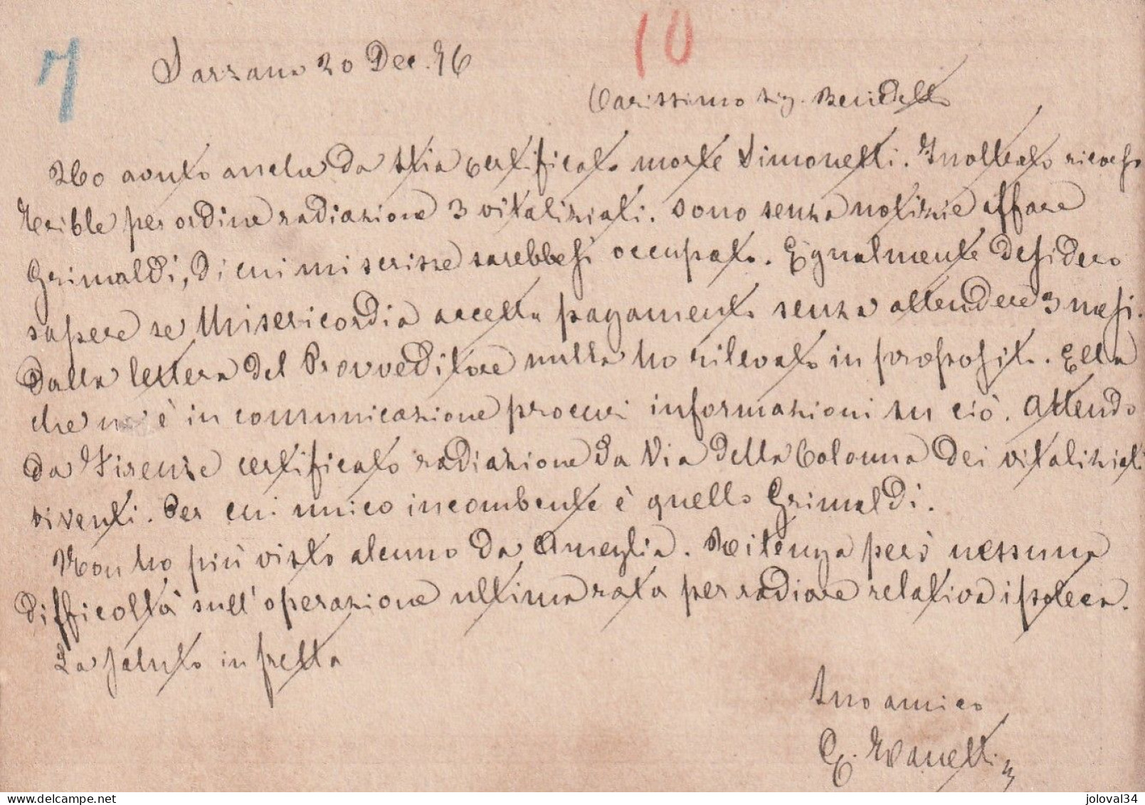 Italie Entier Postal SARZANA  20/12/1876 Pour Grosseto - Interi Postali