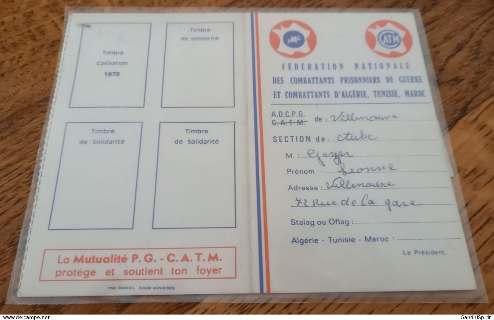 Vignettes Sur Carte CATM - 40è Anniversaire 2 Francs + 6 Timbres Cotisation 1981 à 1986 Fédération Nationale Combattants - Cartas & Documentos
