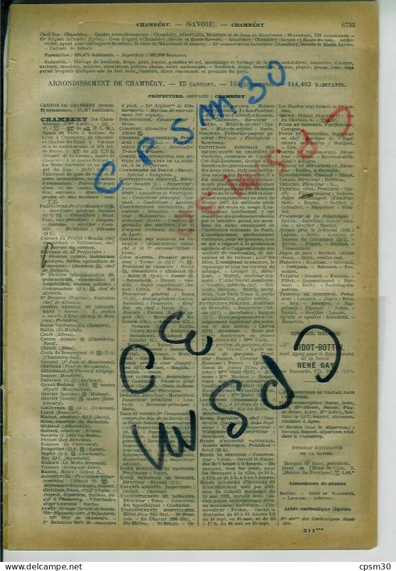 ANNUAIRE - 73 - Département Savoie - Année 1925 - édition Didot-Bottin - 33 Pages - Telephone Directories