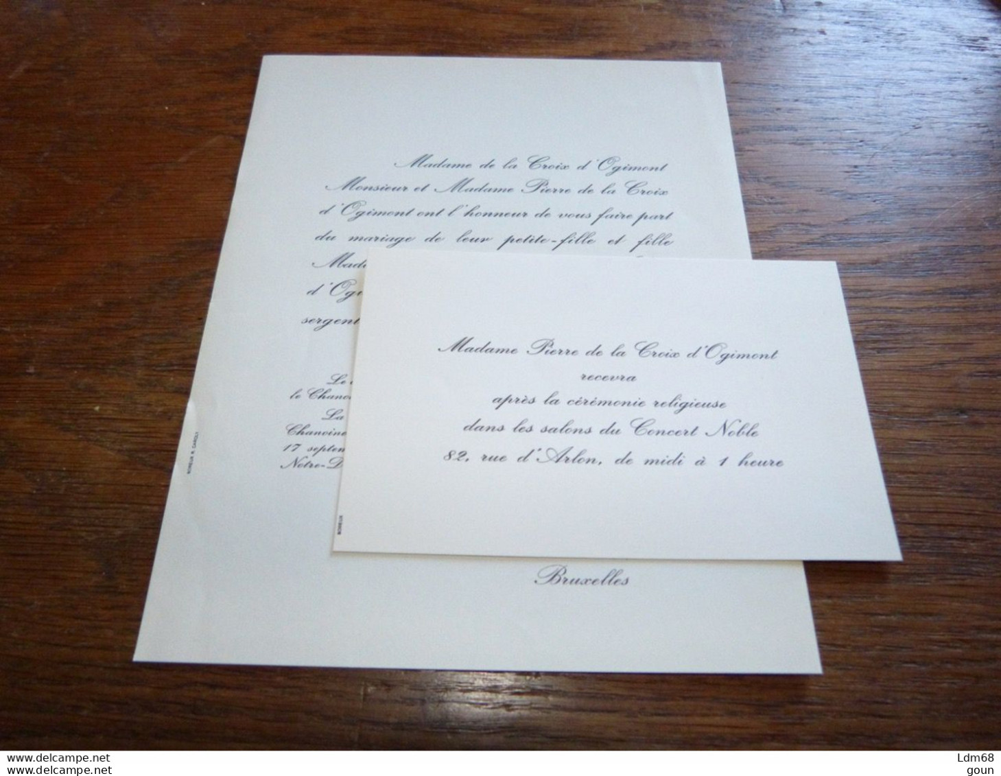 I8-11 Invitation Jeannine De La Croix D'Ogimont Comte Guy D'Ursel 1953 - Mariage