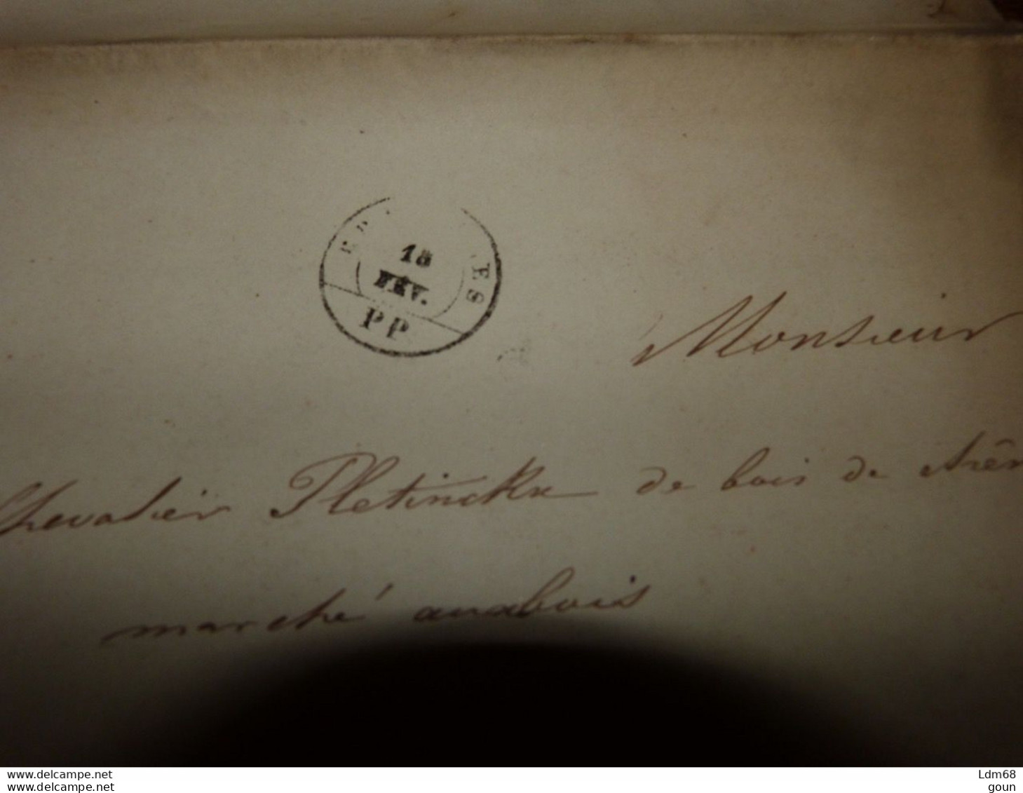 I23 Invitation Mariage 1851 Fils Carton De Familleureux Mathilde Gauchez Cachets - Mariage