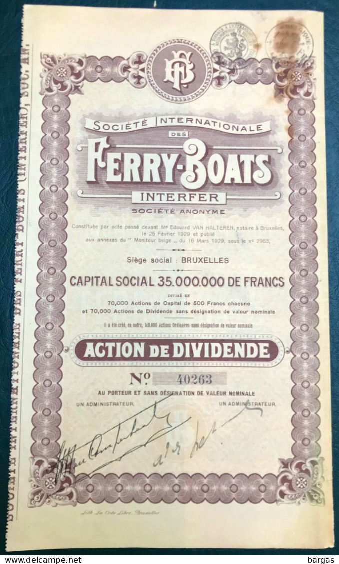 Société Internationale  Des Ferry Boats INTERFER - Schiffahrt