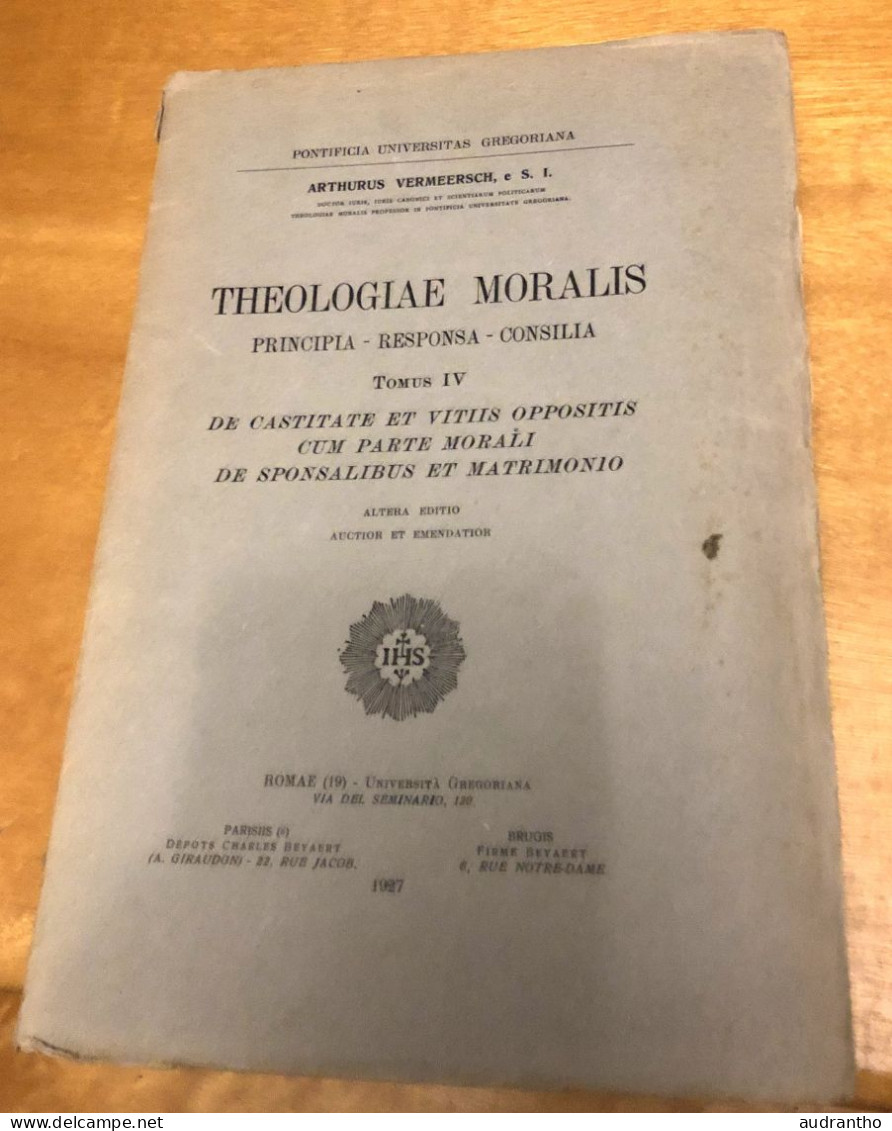 THEOLOGIAE MORALIS - Arthurus Vermeersch Et S.I -TOME IV- Université Gregoriana ROME 1927 - Old Books