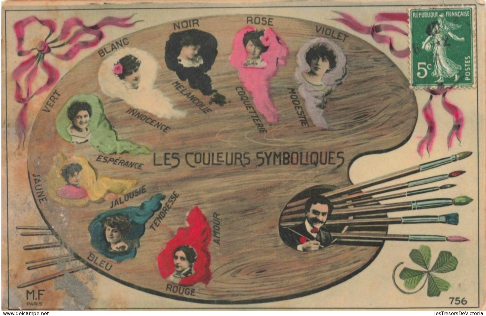 MODE - Les Couleurs Symboliques - Palette De Couleurs - Carte Postale Ancienne - Moda