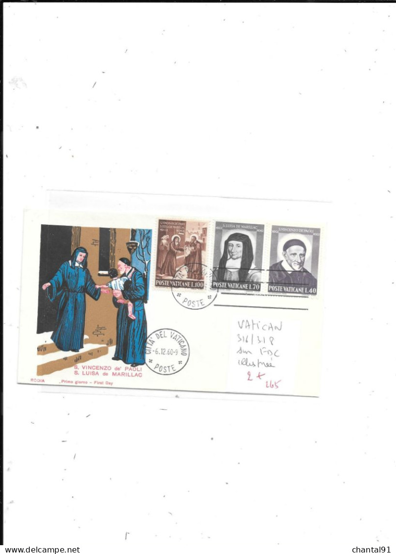 VATICAN N° 316/318 OBL SUR FDC ILLUSTREE - Covers & Documents