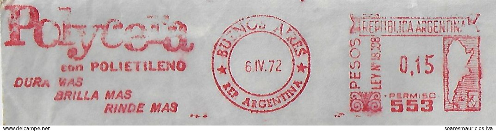 Argentina 1972 Chemical Company Cover From Buenos Aires Meter Stamp Hasler F66/F88 Slogan Polycera With Polyethylene - Covers & Documents