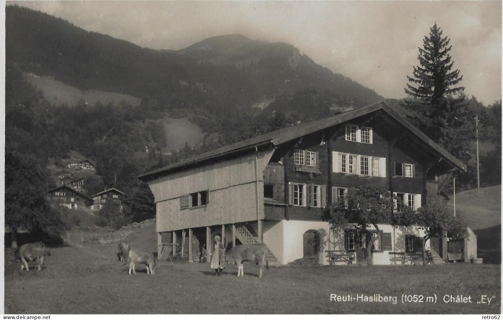 REUTI HASLIBERG ► Chalet "Ey" Bäuerin Mit Kühen, Ca.1930 - Hasliberg