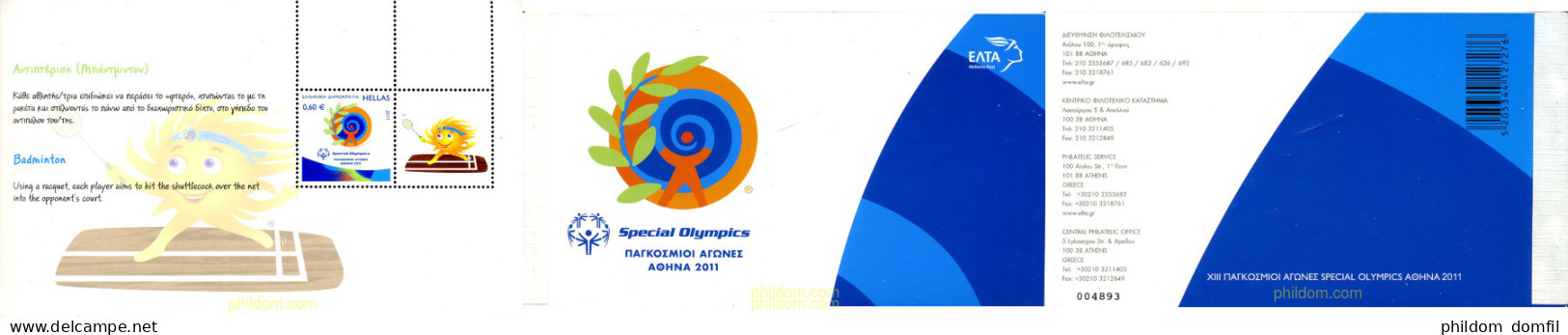 260950 MNH GRECIA 2011 SPECIALS OLYMPICS - Ungebraucht