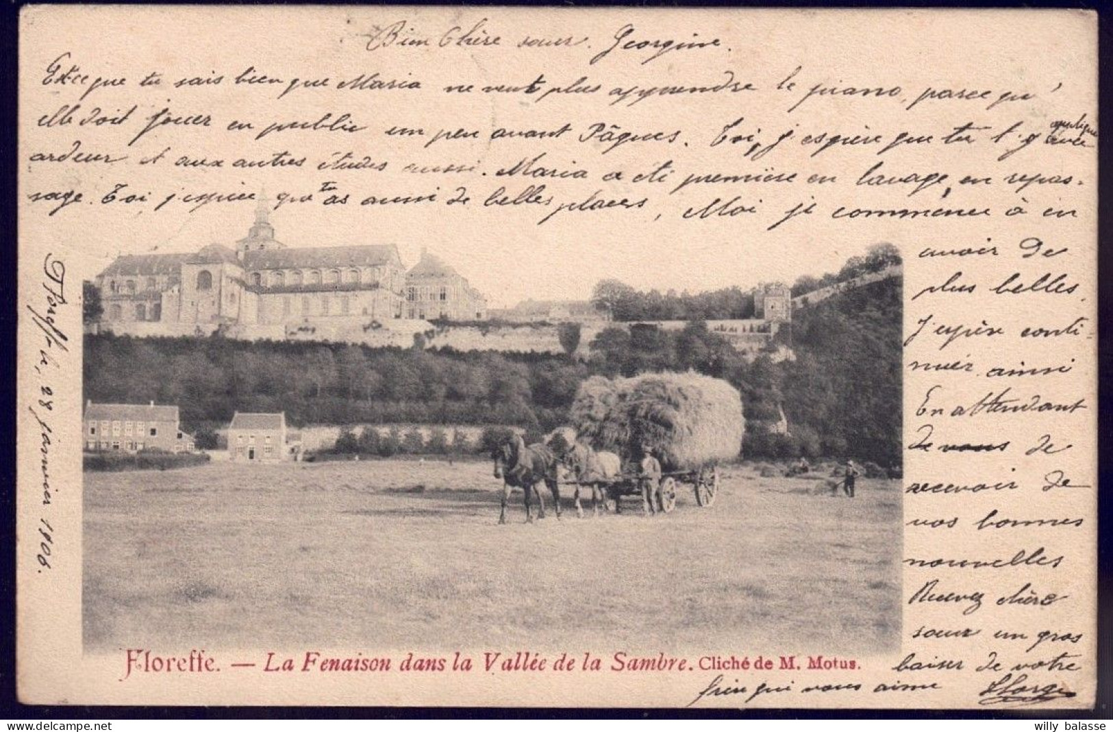 +++ CPA - FLOREFFE - Fenaison Dans La Vallée De La Sambre - Attelage Agricole - 1906  // - Floreffe