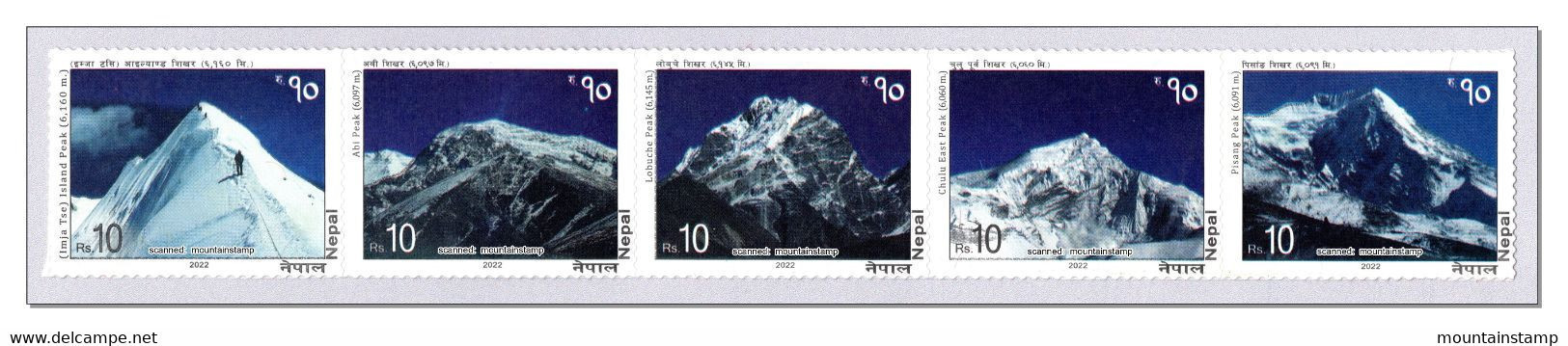 Nepal 2022 (G18)Trekking Peaks Mountains Berge Montagnes Montagne - (strip Of Five Never Folded) - MNH ** - Népal