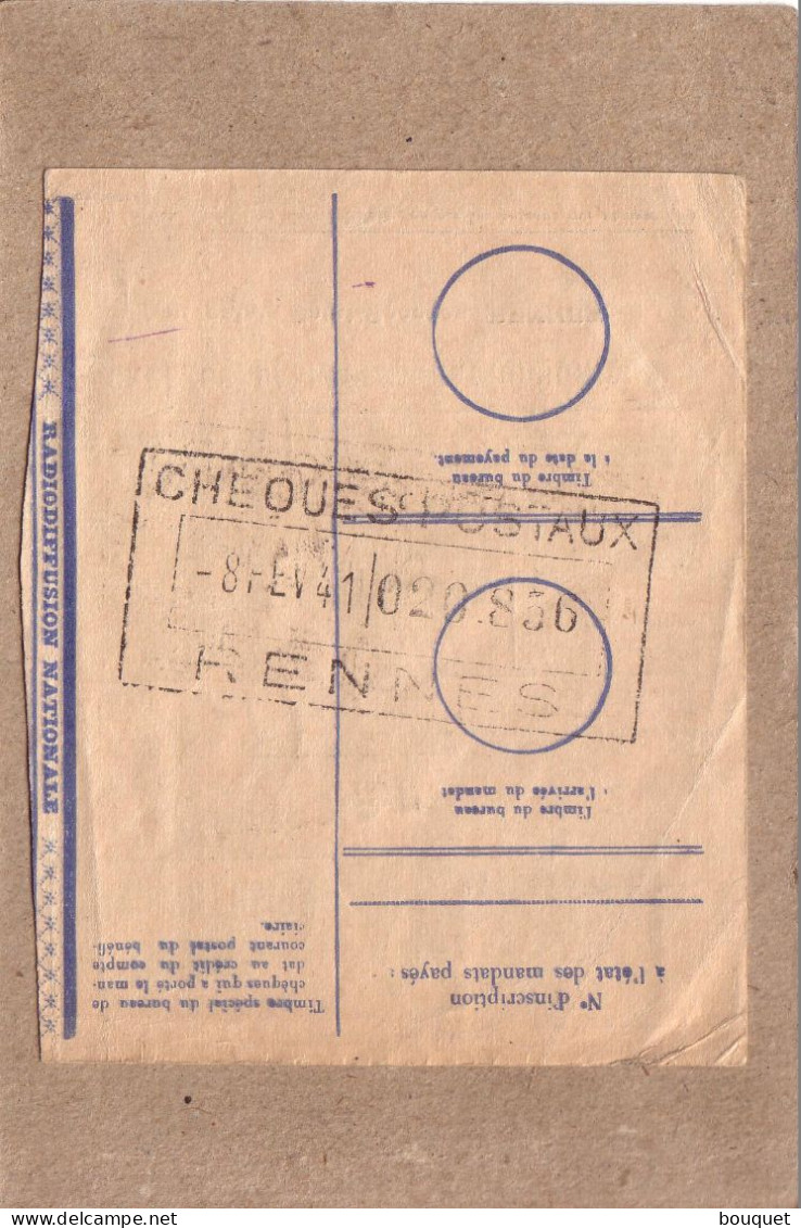 LOIRE ATLANTIQUE - NANTES - MANDAT RADIODIFFUSION , 1 F SUR 2F25 CERES - 1941 - Radiodifusión