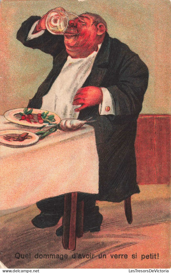 HUMOUR - Quel Dommage D'avoir Un Verre Si Petit- Colorisé  - Carte Postale Ancienne - Humor