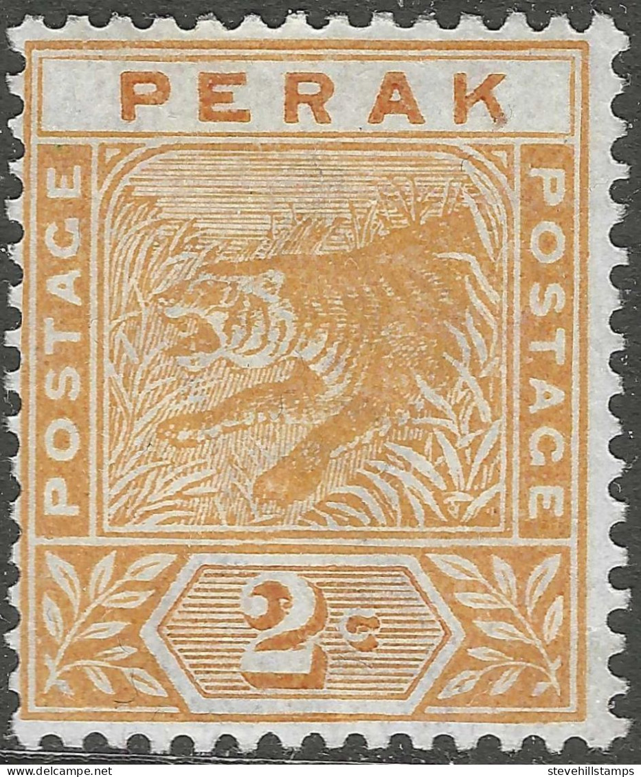 Perak (Malaysia). 1892 Tiger. 2c Orange MH. SG 63 - Perak