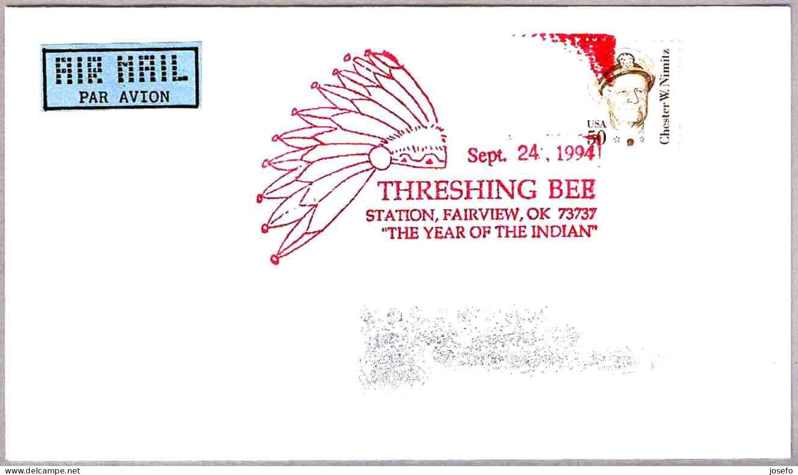 THRESHING BEE - THE YEAR OF THE INDIAN. Fairview OK 1994 - American Indians