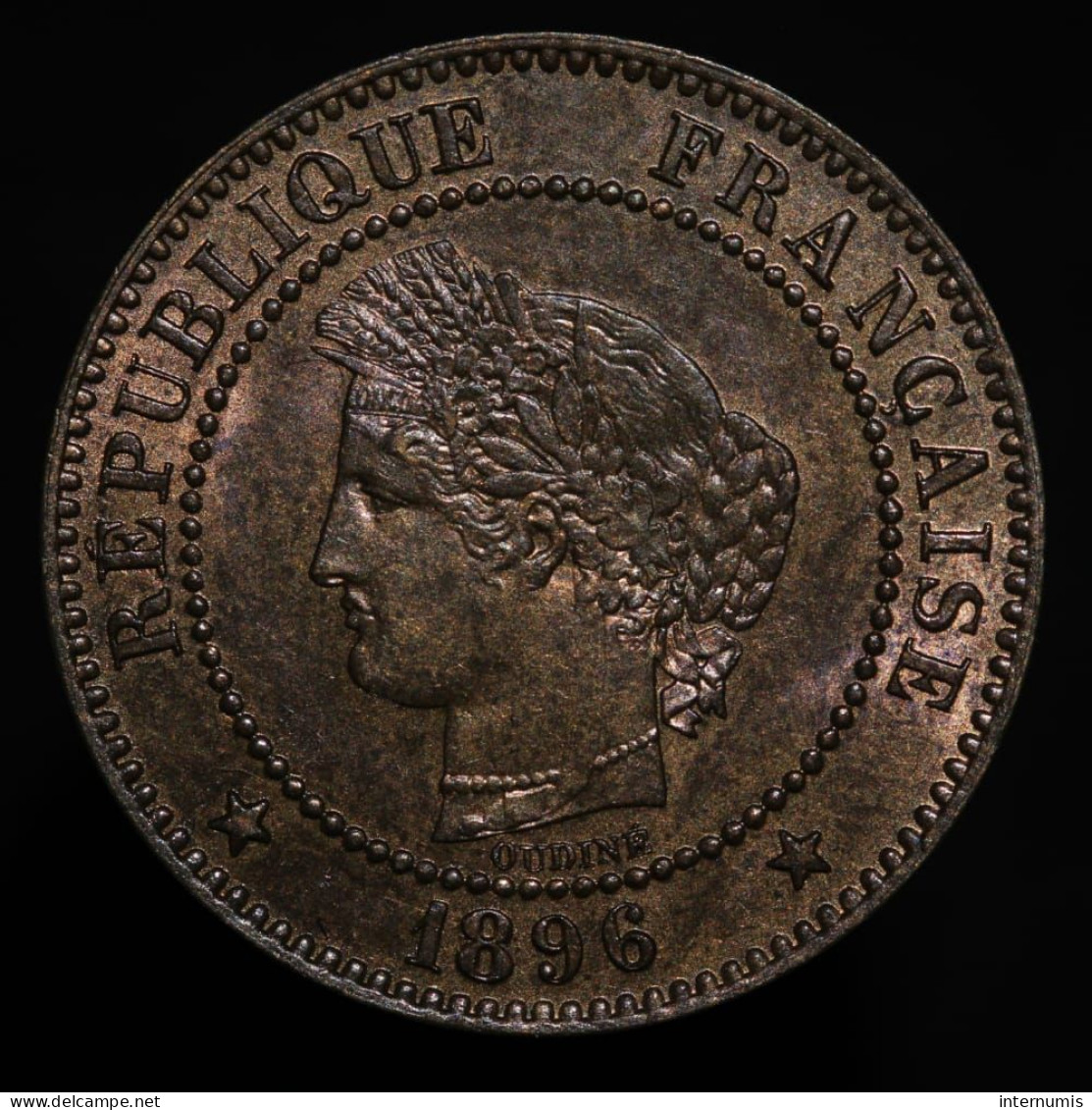 (1) France, Cérès, 2 Centimes, 1896, A - Paris, Bronze, NC (UNC), KM#827.1, G.105, F.109/22 - 2 Centimes