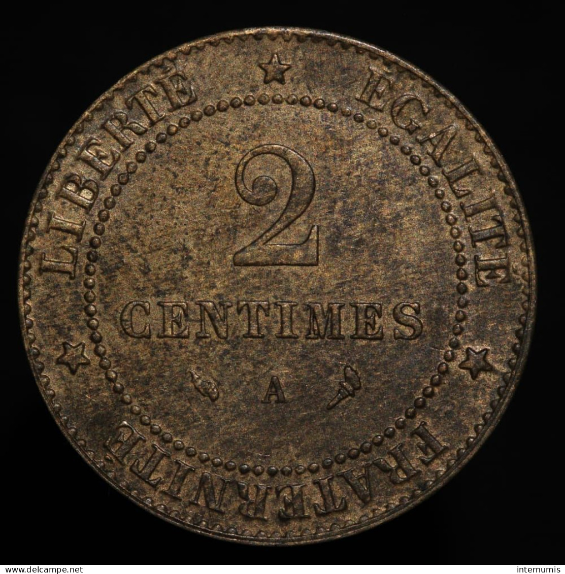 France, Cérès, 2 Centimes, 1897, A - Paris, Bronze, SUP (AU), KM#827.1, G.105, F.109/23 - 2 Centimes
