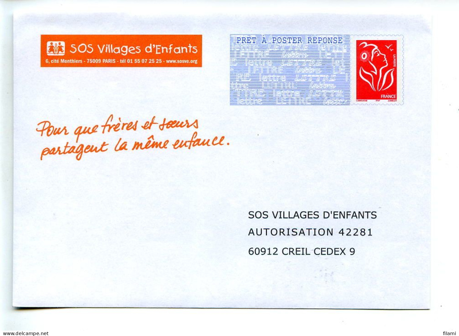 Lettre Entier Prêts-à-poster Lamouche SOS Village D'enfants - Prêts-à-poster: Repiquages /Lamouche