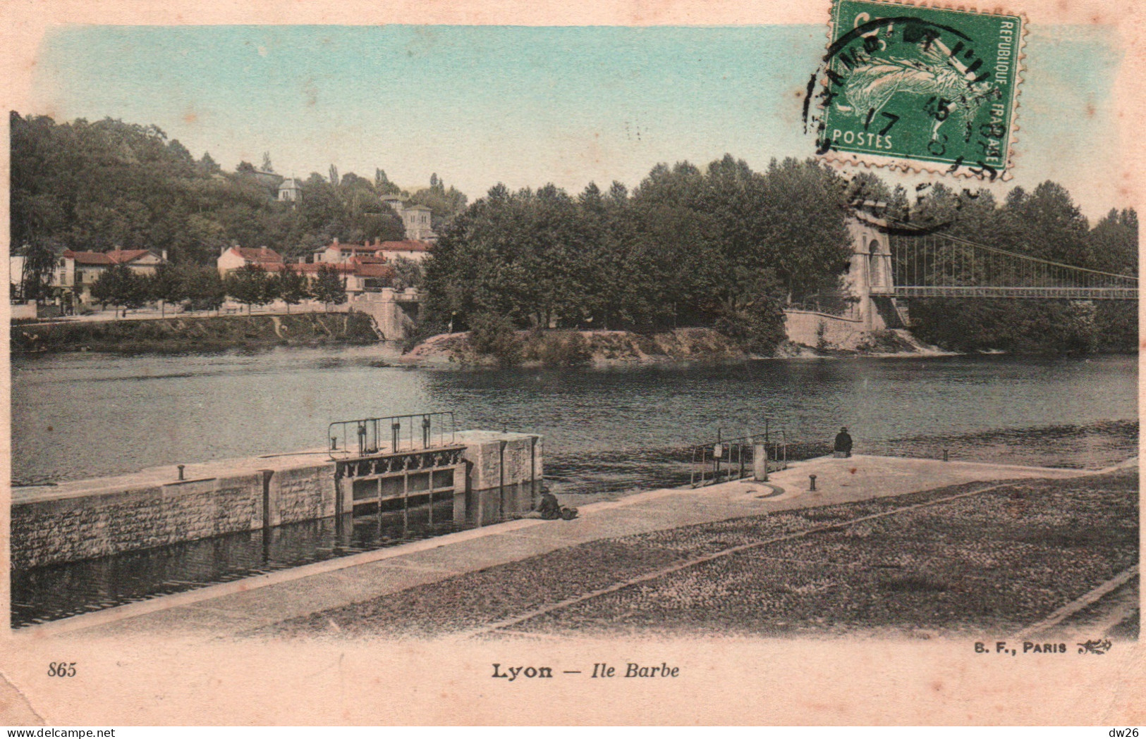 Lyon - L'Ile Barbe, Pont Suspendu Sur La Saône, écluse - Carte B.F. Paris Colorisée N° 865 - Lyon 9
