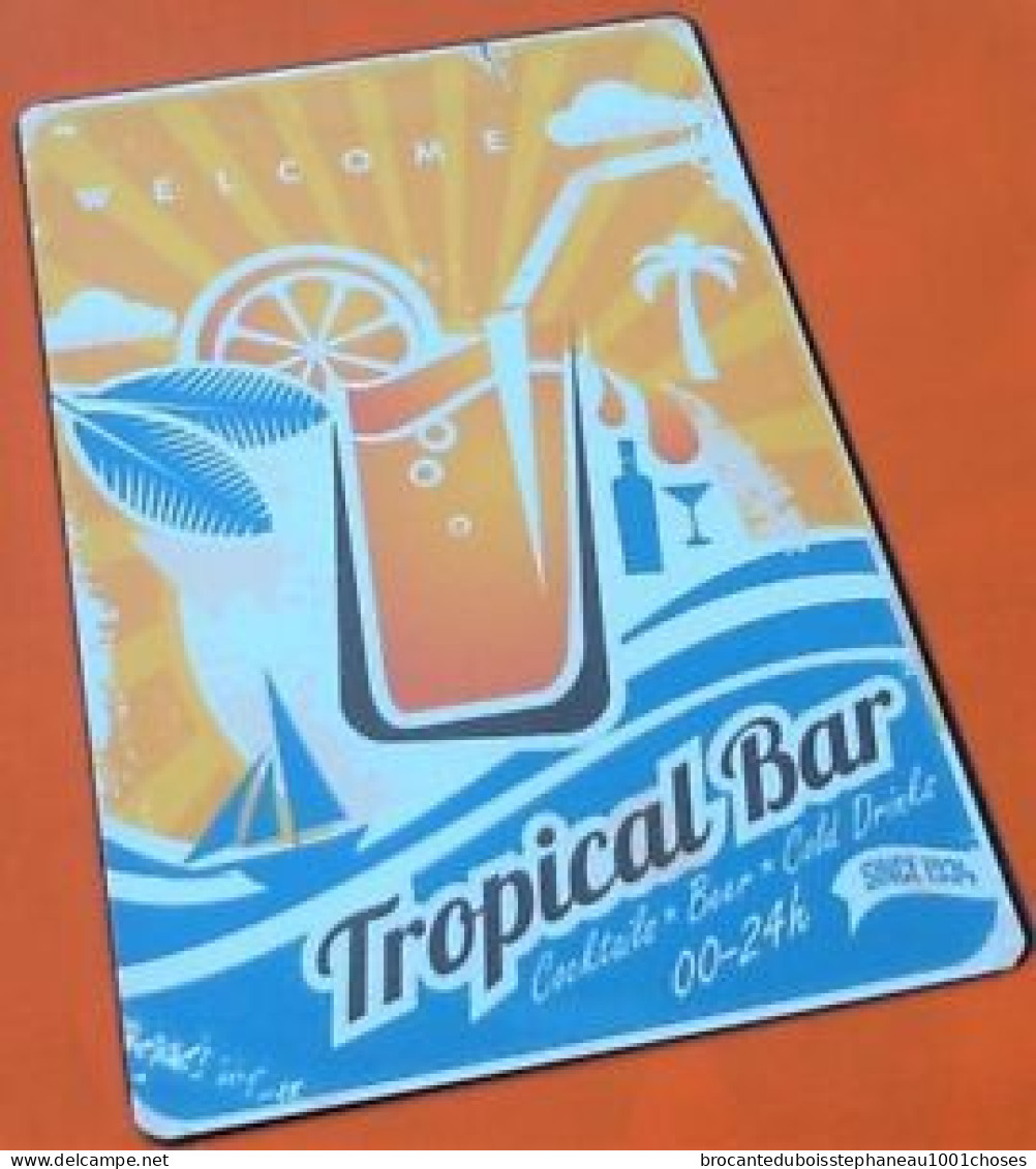 Plaque Métal à Suspendre  Tropical Bar (300x200)mm Poids : 220grs - Tin Signs (vanaf 1961)