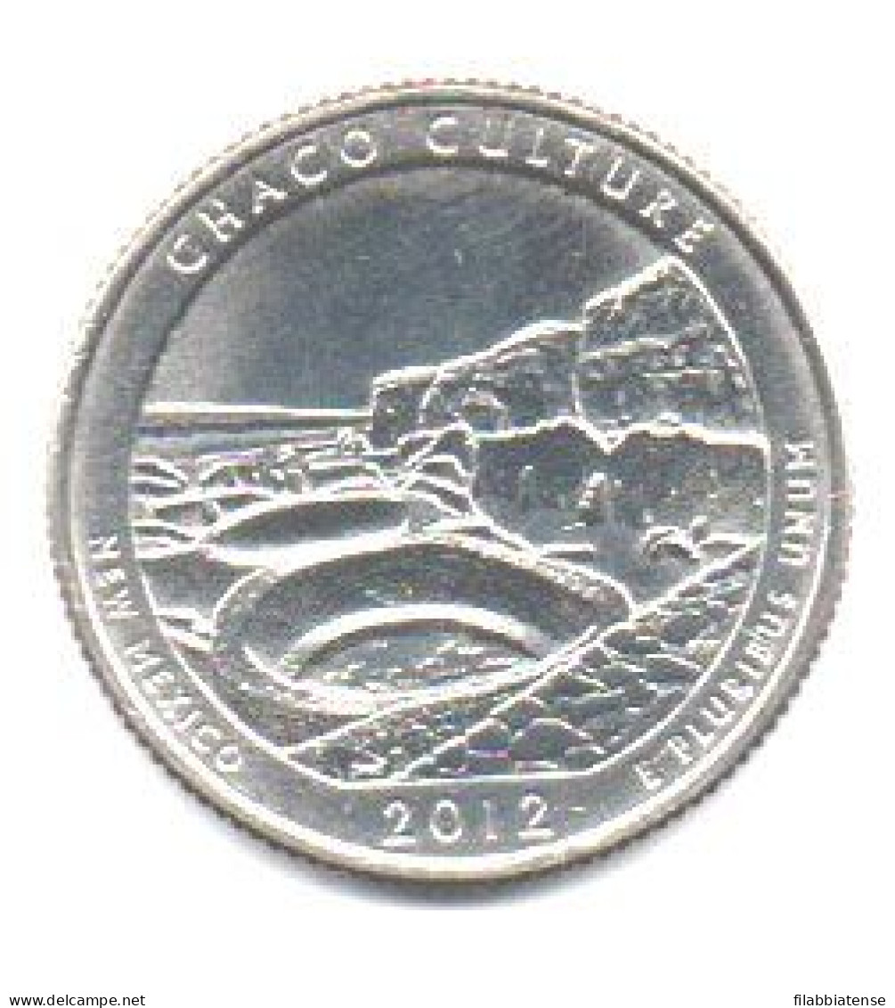 2012 - Stati Uniti 25 Cents - Quarter Chaco Culture   S     ------ - 2010-...: National Parks