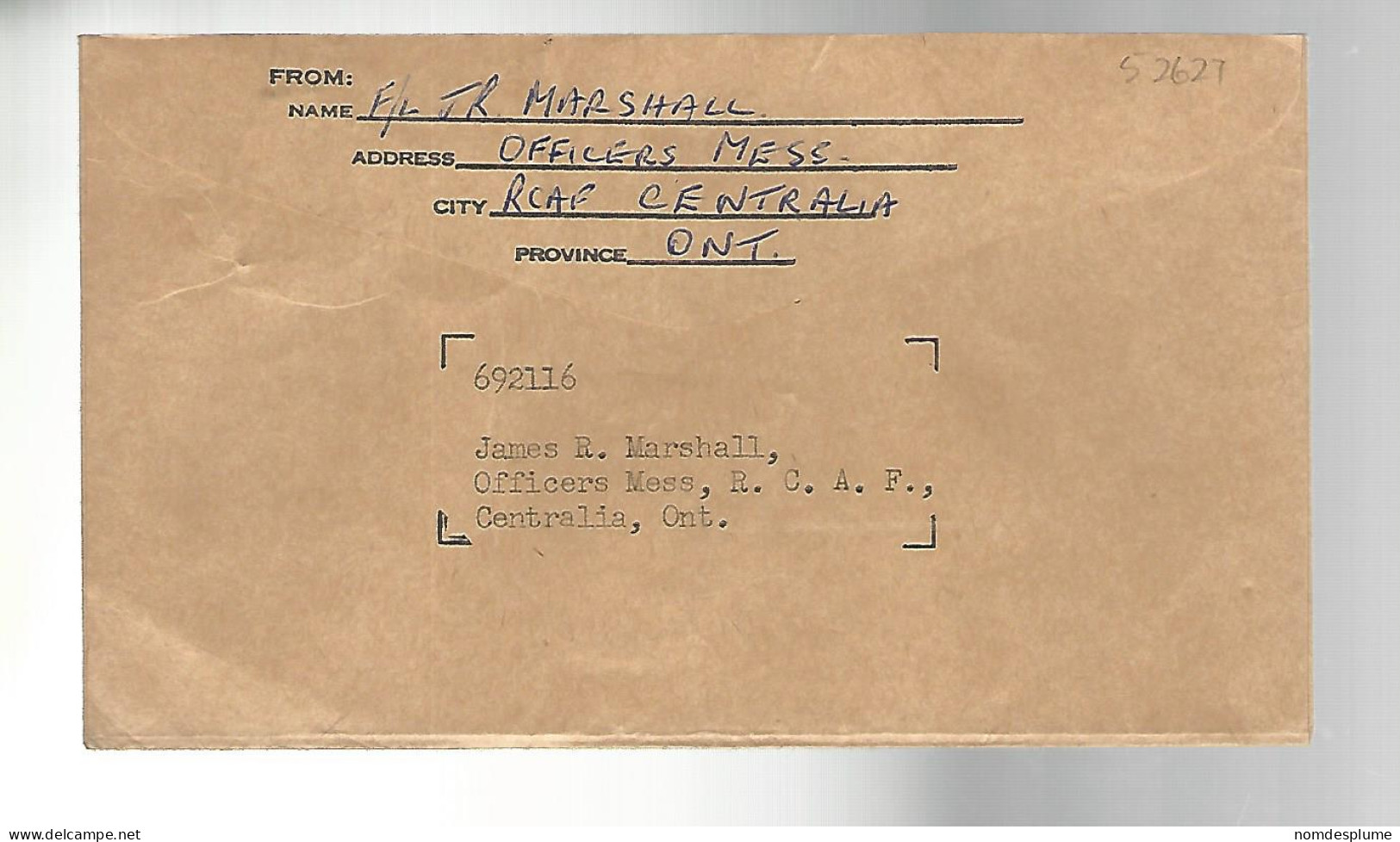 52627 ) Canada RCAF Station Postmark - Covers & Documents