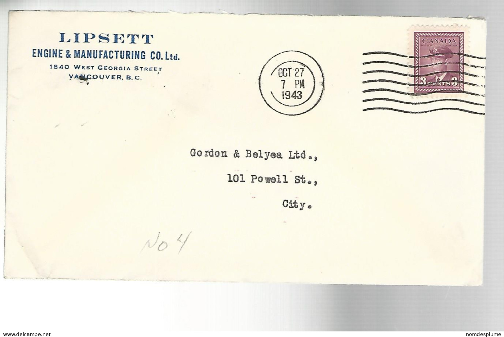 52642 ) Canada  Postmark 1943 - Briefe U. Dokumente