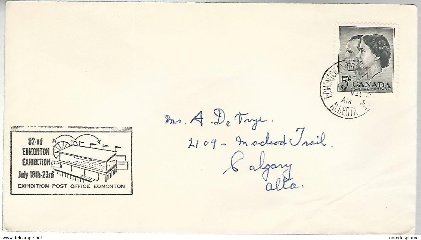 52661 ) Cover Canada Provincial Exhibition Post Office Edmonton Postmark 1960  - Covers & Documents