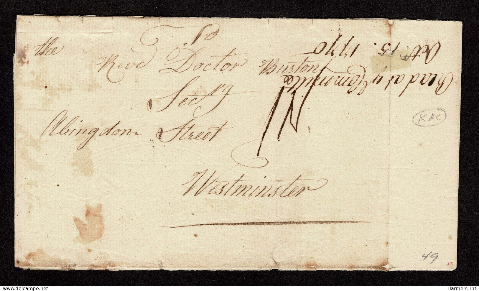 Lot # 007 Colonial: Staten Island To Great Britain, 1770 Oct Folded Letter Sheet - …-1845 Prefilatelia