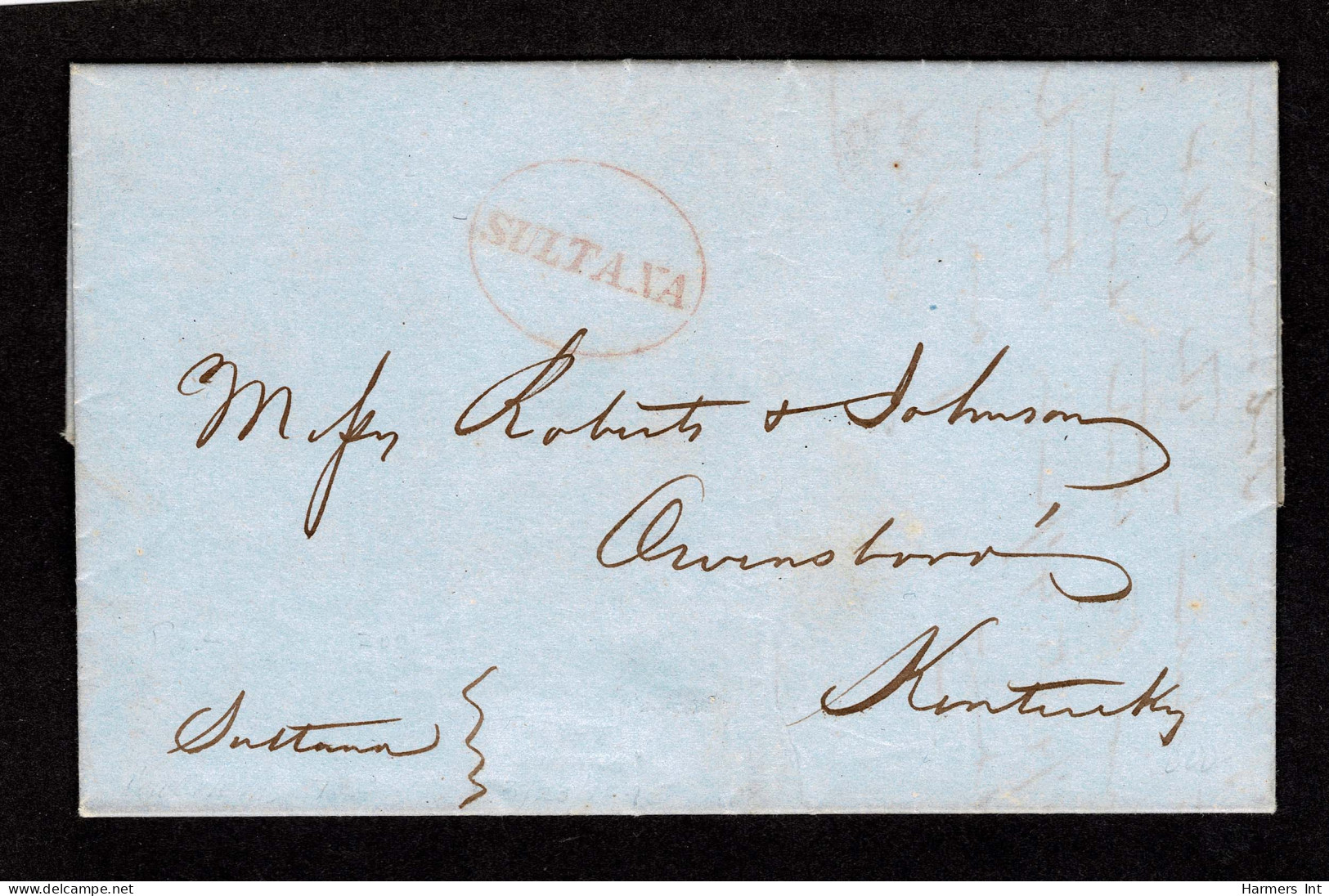 Lot # 011 Steamer SULTANA Red Oval On Blue Folded Letter Datelined "New Orleans March 23, 1845 - …-1845 Prephilately