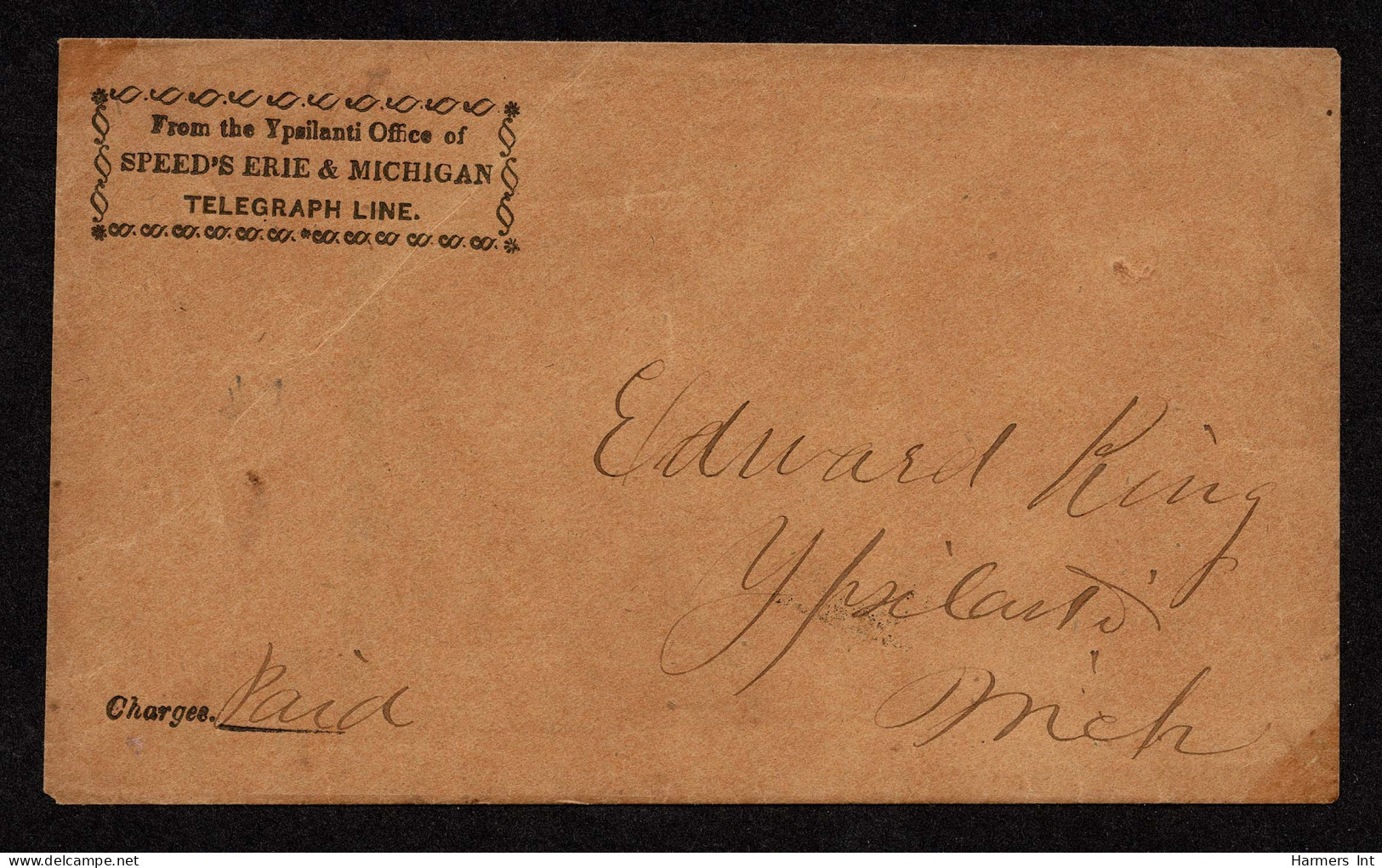 Lot # 013 1852 Fancy Boxed "From The Ypellanti Office Of Speed's Erie & Michigan Telegraph Line" In Chicago - …-1845 Prefilatelia