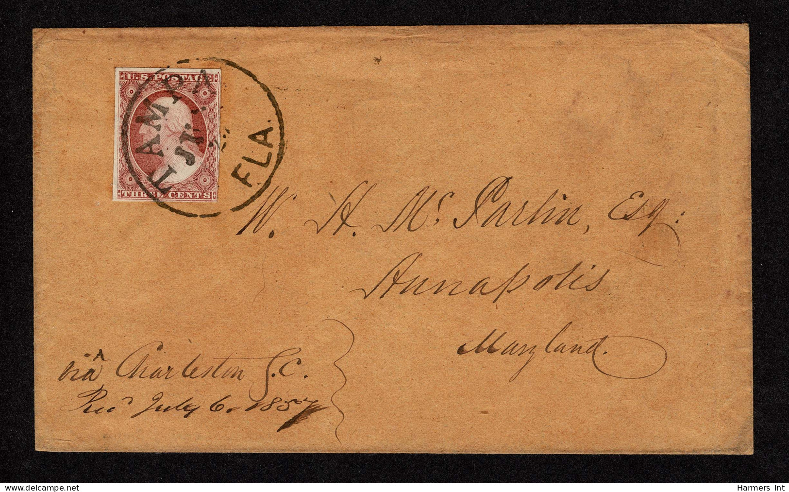 Lot # 021 1852 3¢ Dull Red, Type I Clear To Large Margins All Around - Briefe U. Dokumente