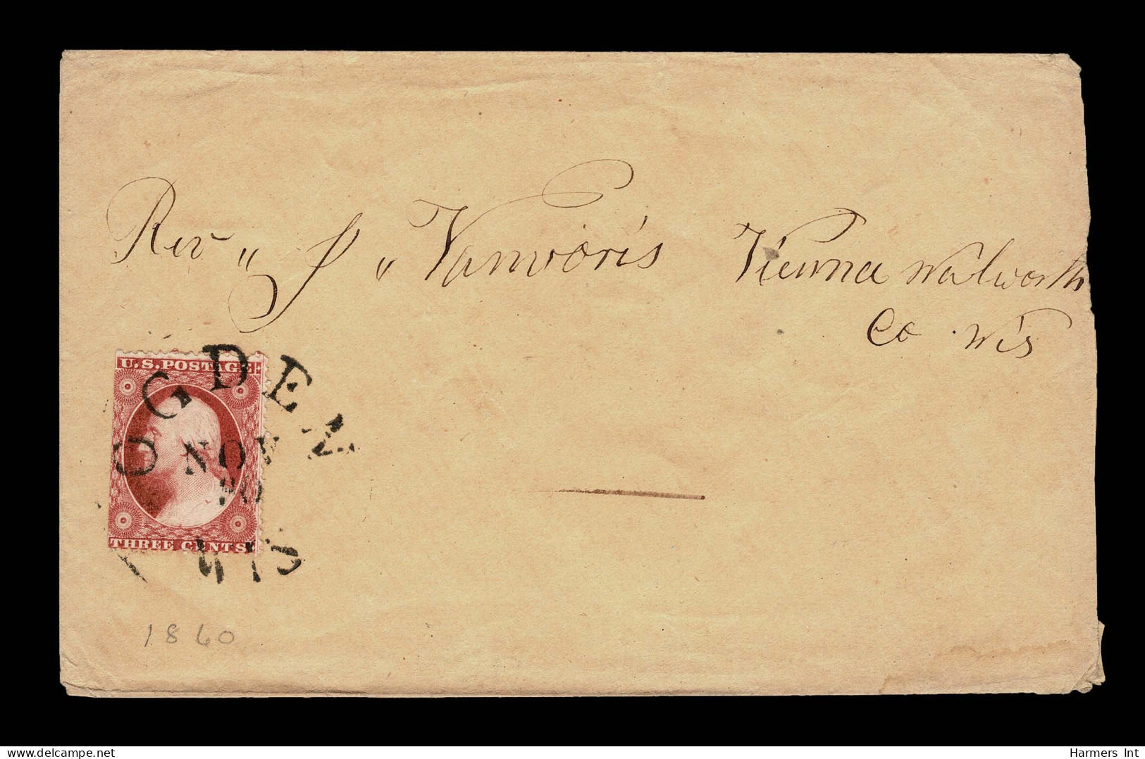 Lot # 027 1857: 3¢ Dull Red, Type III - Cartas & Documentos