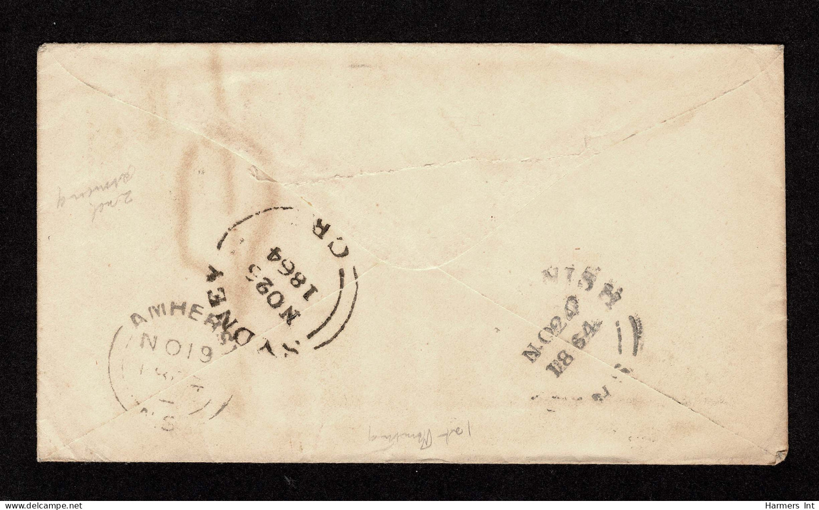Lot # 038 Used To Cape Breton (Nova Scotia) 1863 2¢ "Black Jack" STRIP Of FIVE Plus 2 Singles - Cartas & Documentos