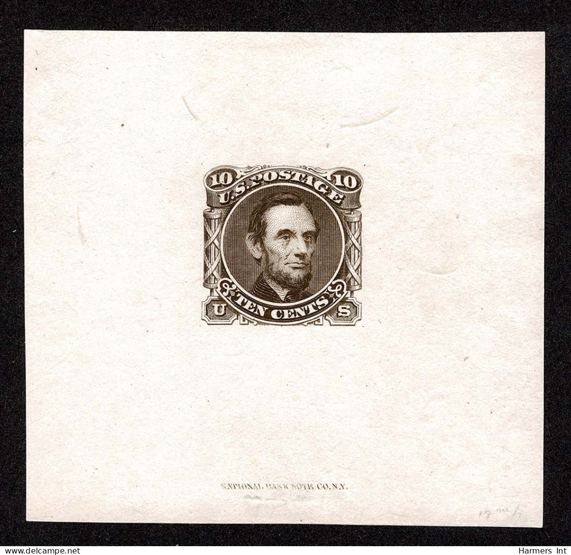 Lot # 039 1869 10c Black Brown Essay With "NATIONAL BANK NOTE CO. NY" - Sonstige & Ohne Zuordnung