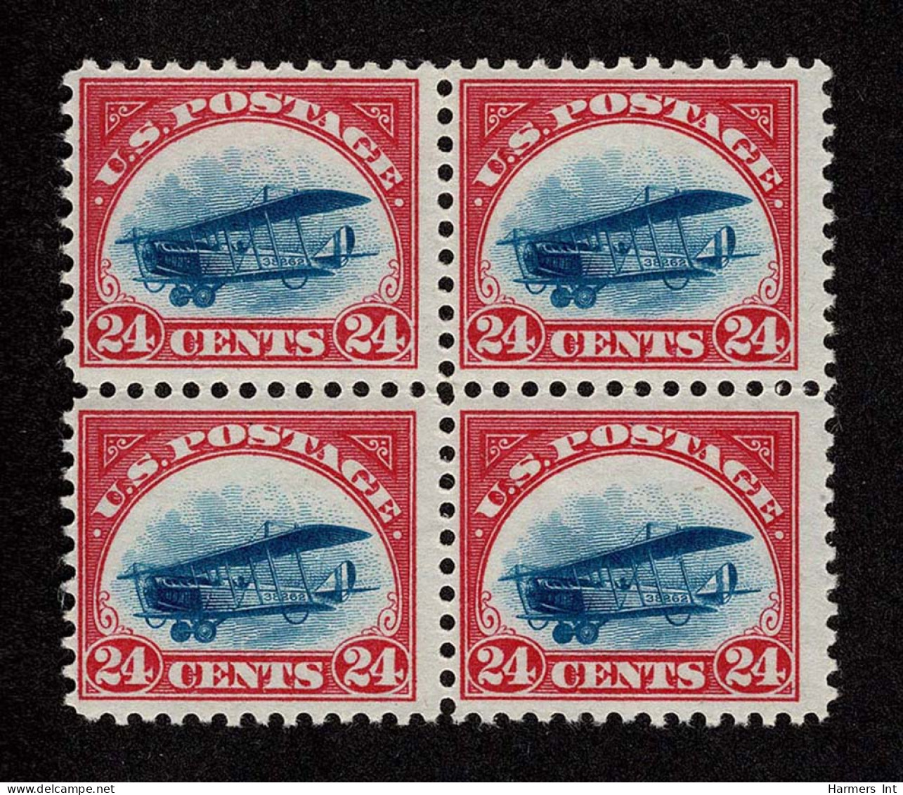 Lot # 065 Airmail, 1918, 6c Orange, 24b Carmine Rose & Blue Blocks Of Four - 1a. 1918-1940 Oblitérés