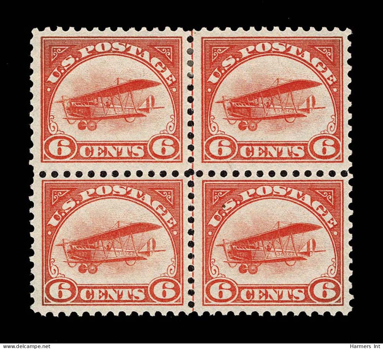 Lot # 065 Airmail, 1918, 6c Orange, 24b Carmine Rose & Blue Blocks Of Four - 1a. 1918-1940 Oblitérés