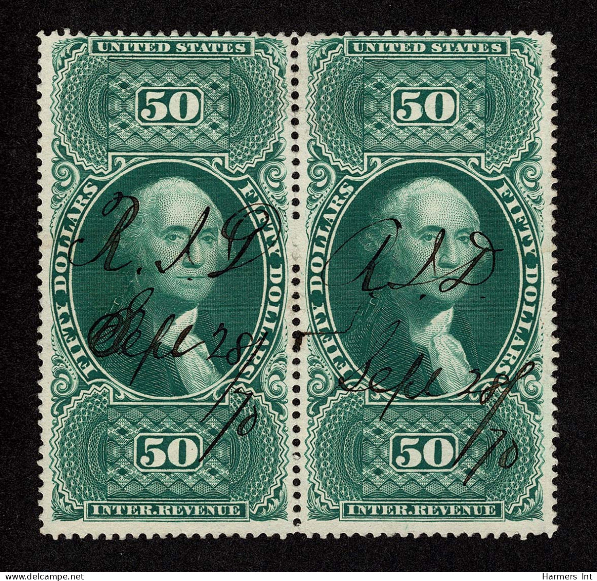 Lot # 079 Revenue, 1863, First Issue, $50 U.S. Internal Revenue, Perforated, PAIR - Non Classés