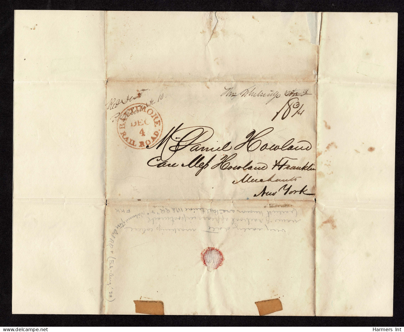 Lot # 095 Stampless Covers: Interesting Group of 14 covers 1820's to 1860's comprising SHIP, RAILROAD, STEAMBOAT, EXPRES