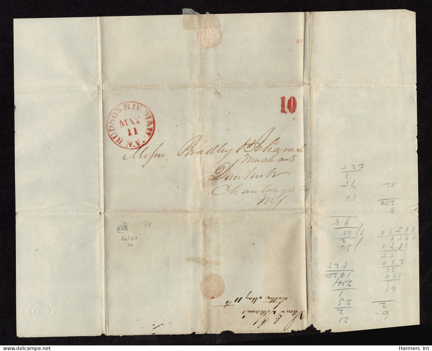 Lot # 096 Stampless Covers: 15 Covers 1840's & 50's All Bearing Numeral Handstamps In Black, Red Or Blue - …-1845 Prefilatelia