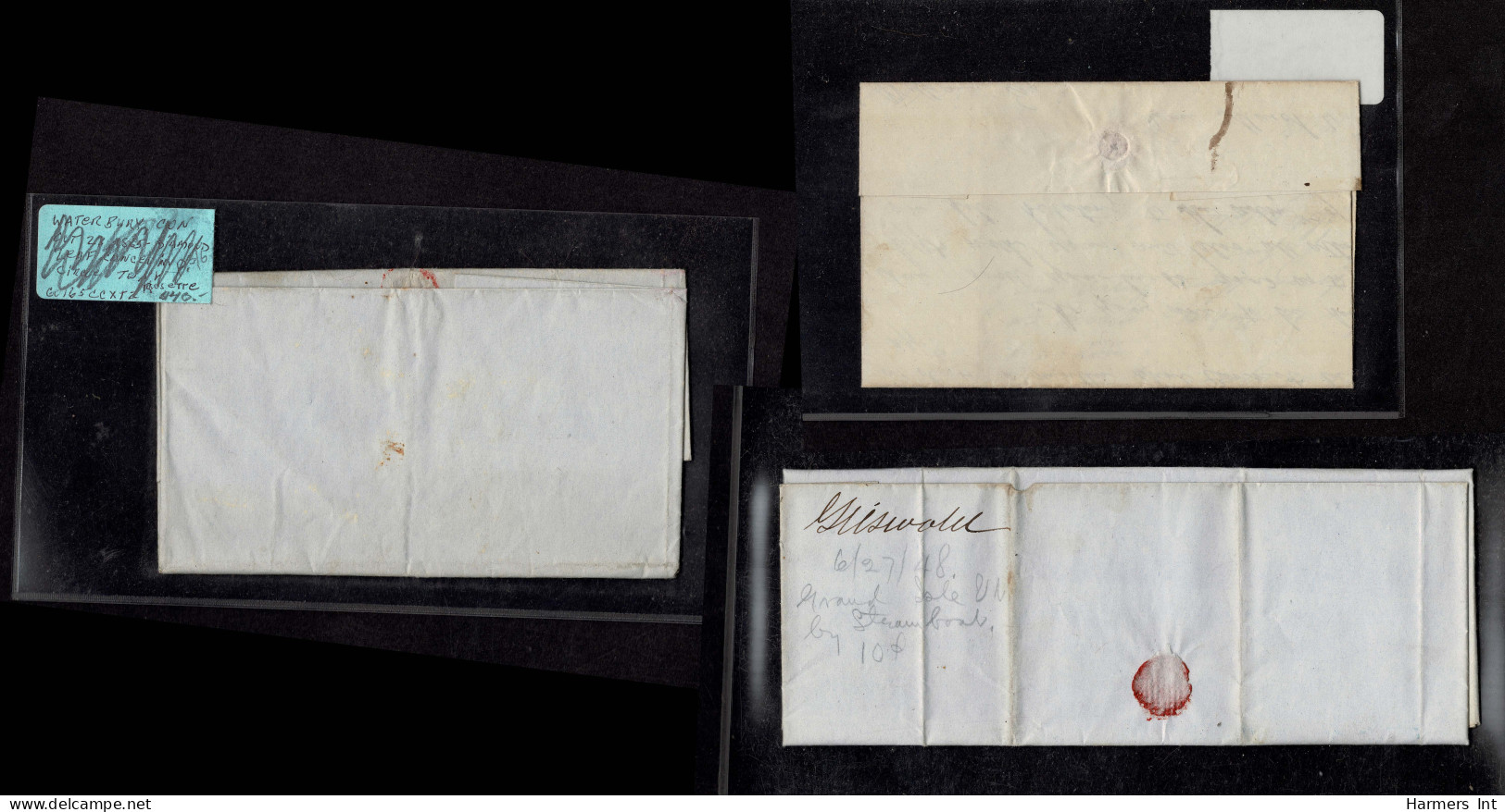 Lot # 096 Stampless Covers: 15 covers 1840's & 50's all bearing numeral handstamps in black, red or blue