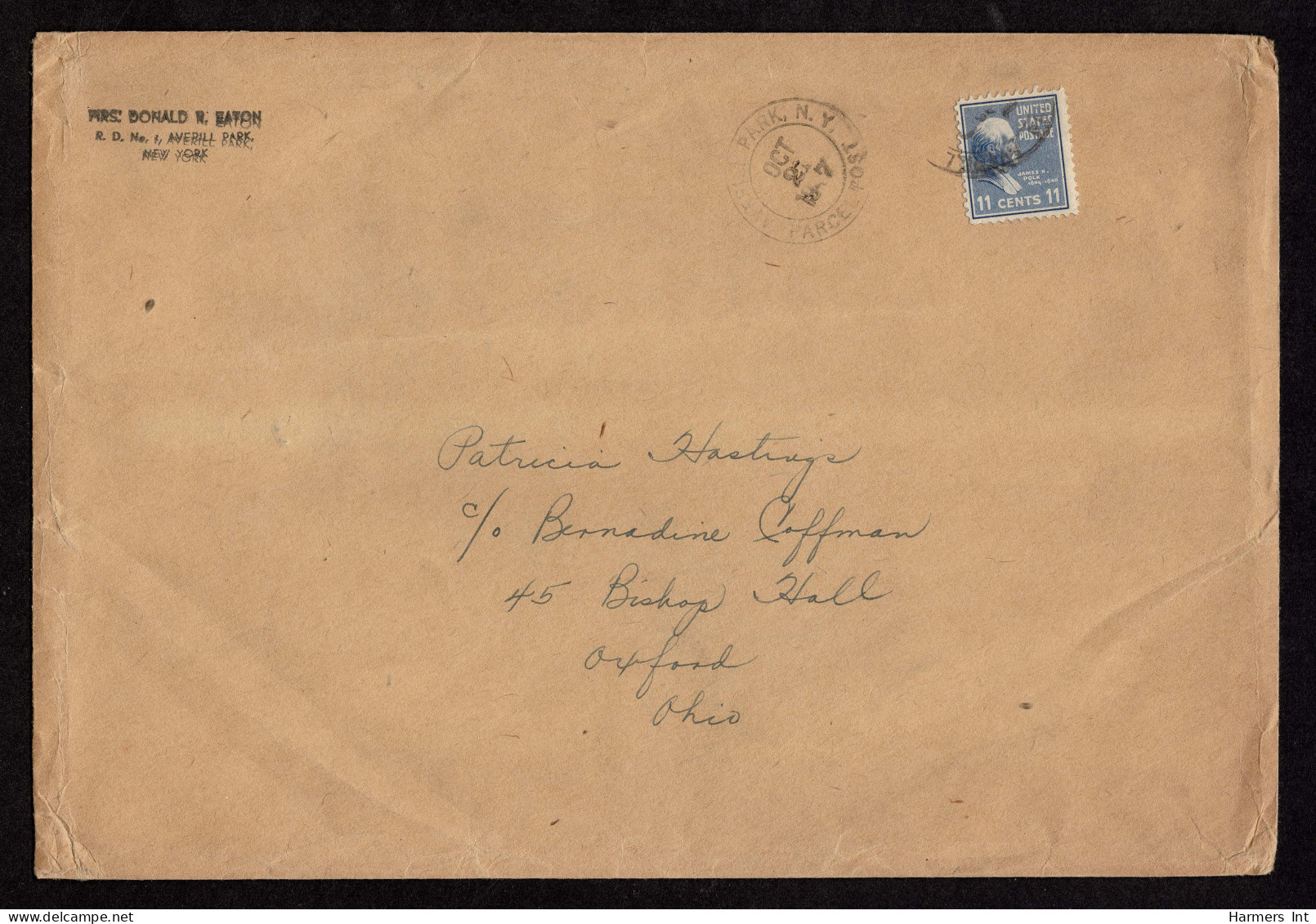 Lot # 128 Forth Class Rate: 1947 Envelope Bearing 1938, 11¢ Polk Ultramarine - Cartas & Documentos