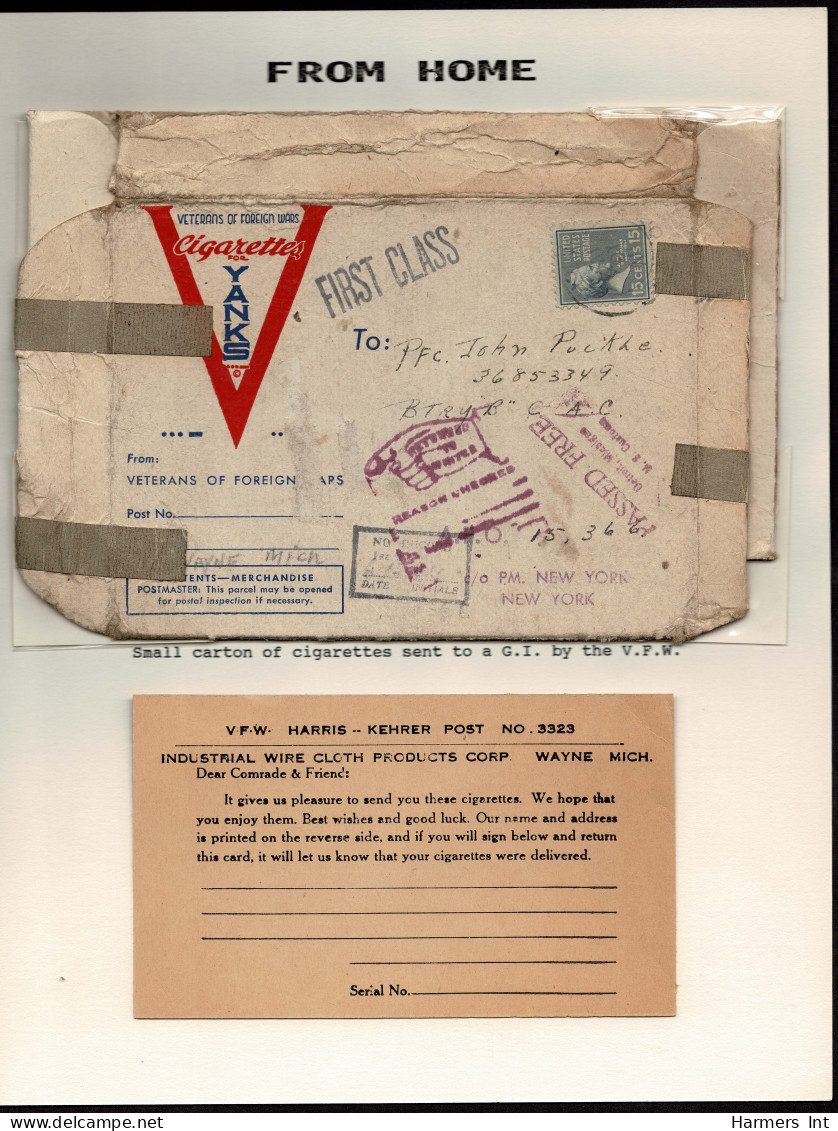 Lot # 134 PARCEL: 1938, 15¢ Buchanan Blue Grey Tied On 6” X 4 ½ “ X 1” Box (flattened For Mounting) - Briefe U. Dokumente
